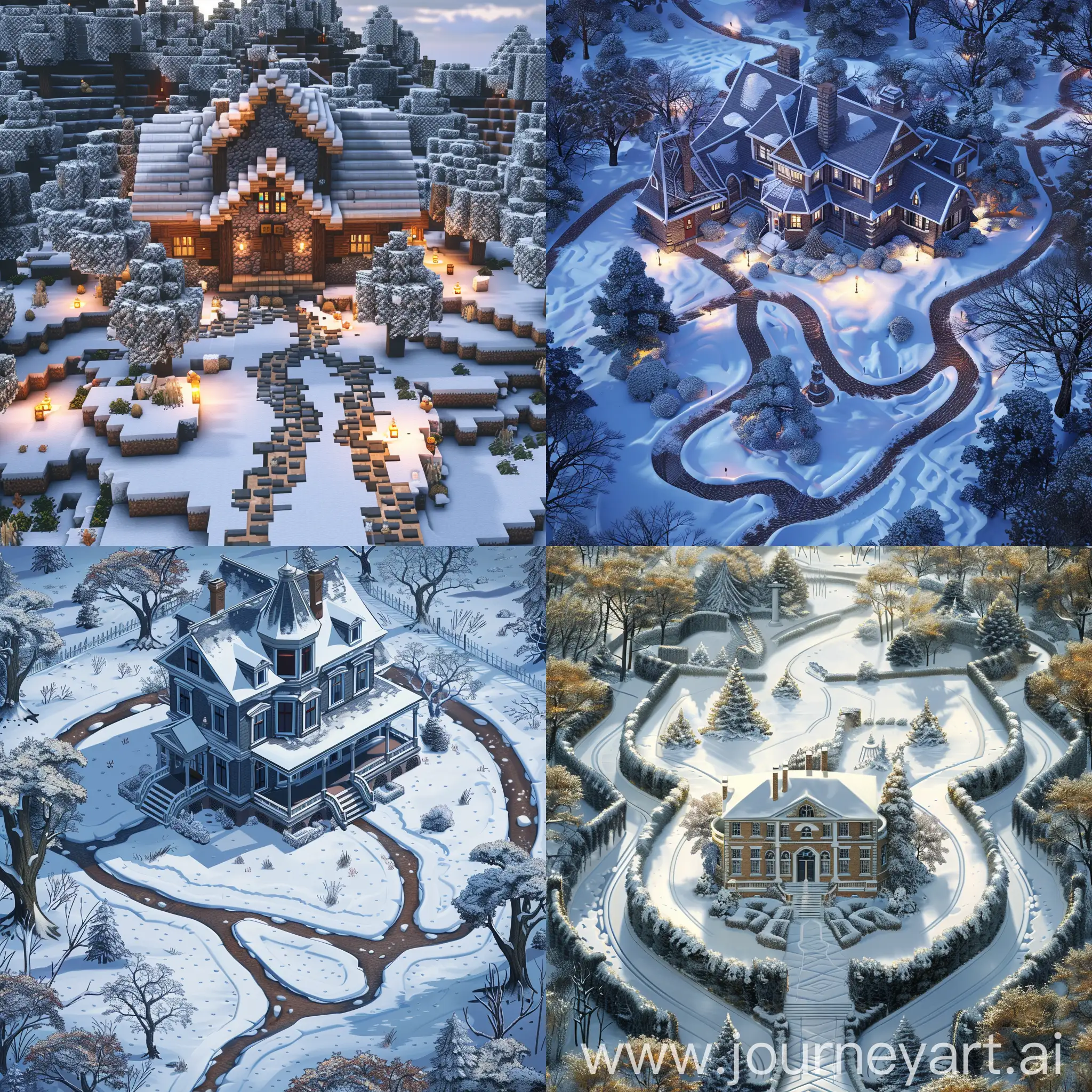 Winter-Wonderland-House-with-Snowy-Paths