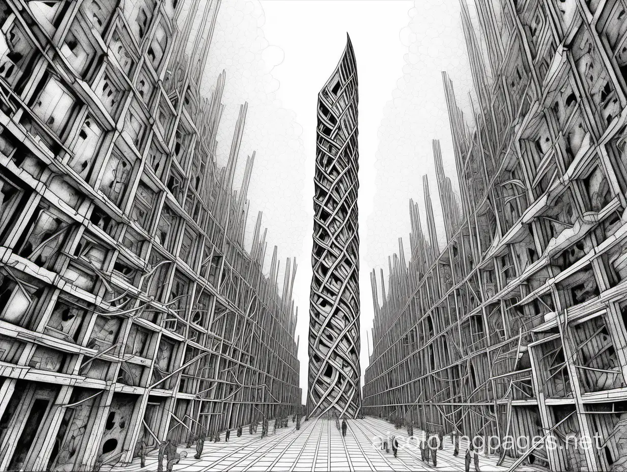 Futuristic-Silver-Skyscraper-in-Monochrome-Urban-Wasteland