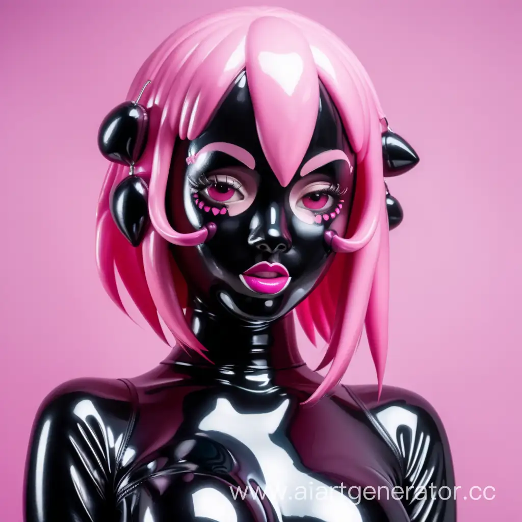 Pink-Hearted-Latex-Girl-Cute-Rubber-Doll-with-Glossy-Black-Latex-Skin