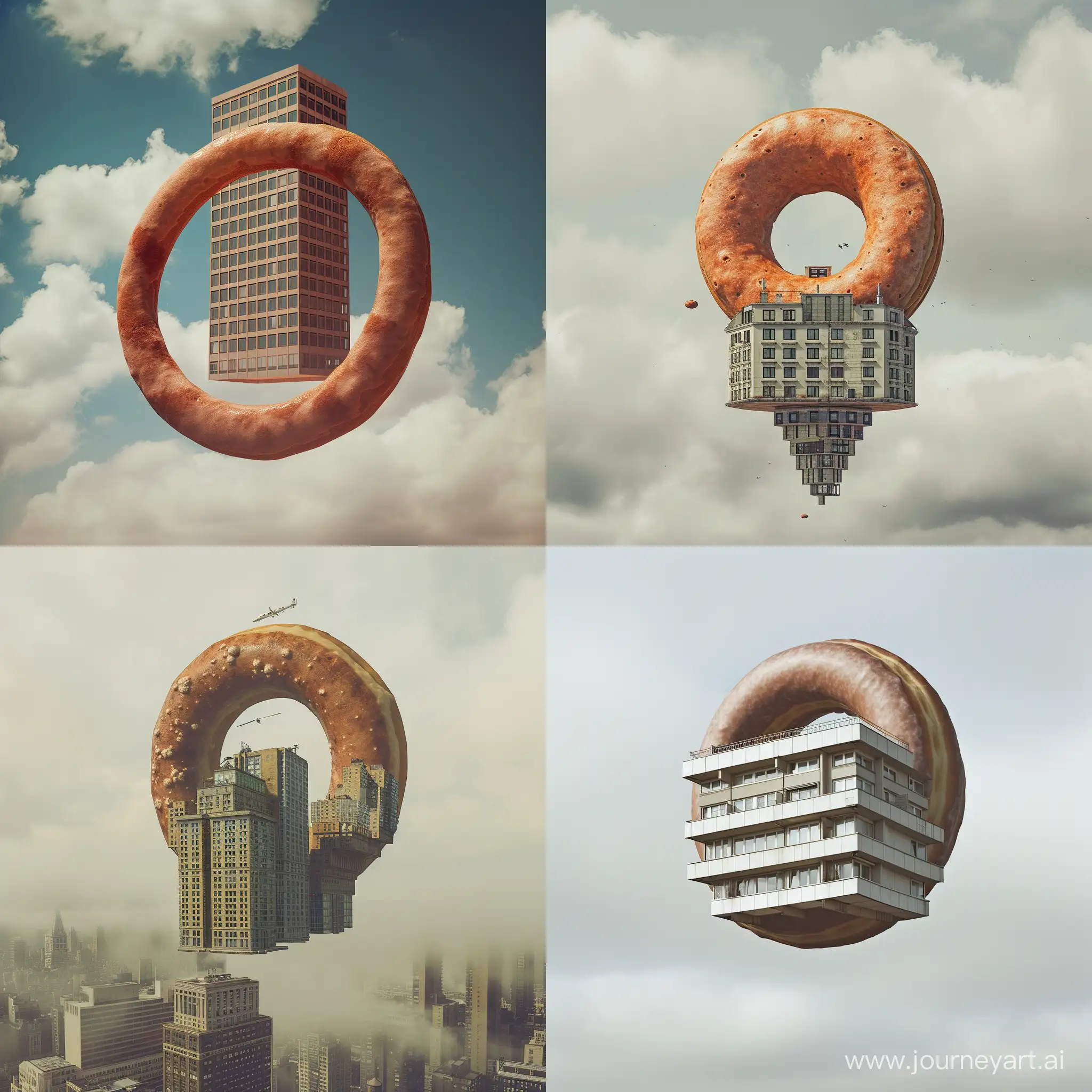 flying building circle donut