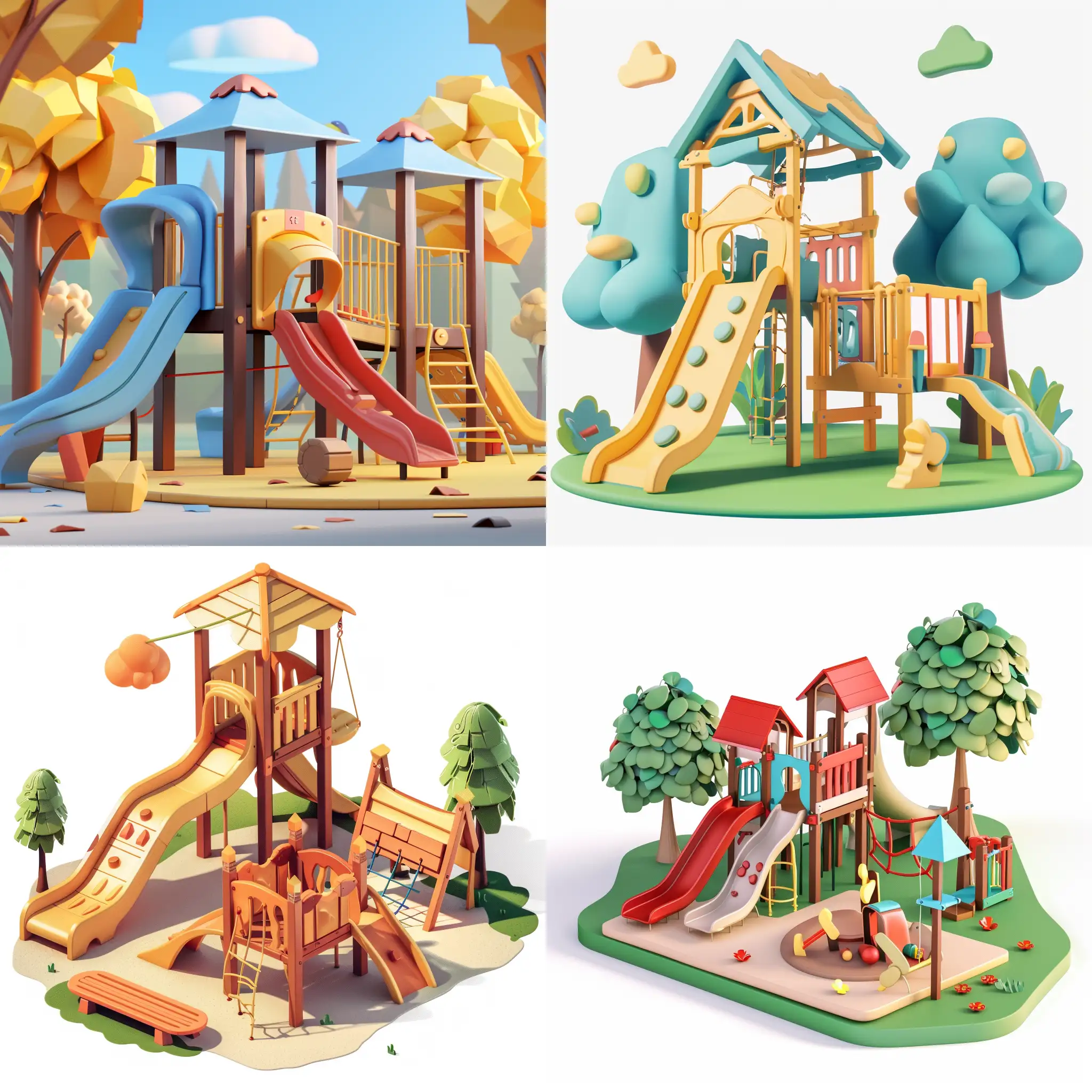 Children's playground 3D drawing style.