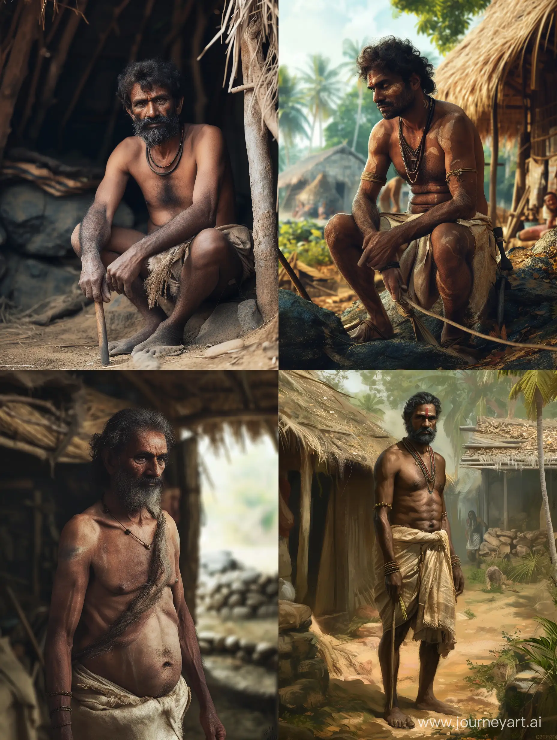 Generate,Ancestral south indian,in the neolithic,in a village,Male, 4K --v 6 --ar 3:4 --no 32581