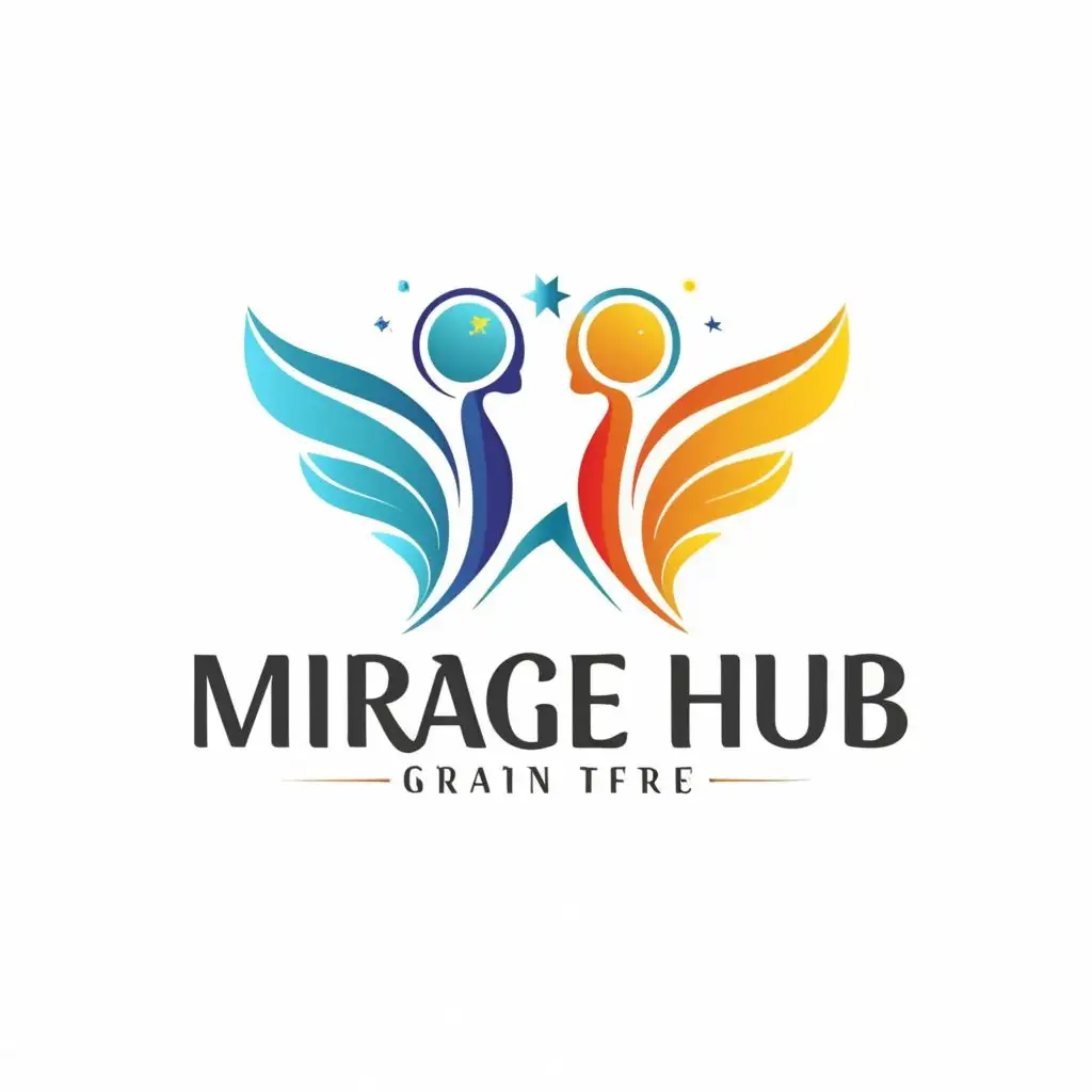 LOGO-Design-For-Mirage-Hub-Ethereal-Angelic-Figures-with-Captivating-Typography-for-Retail-Industry