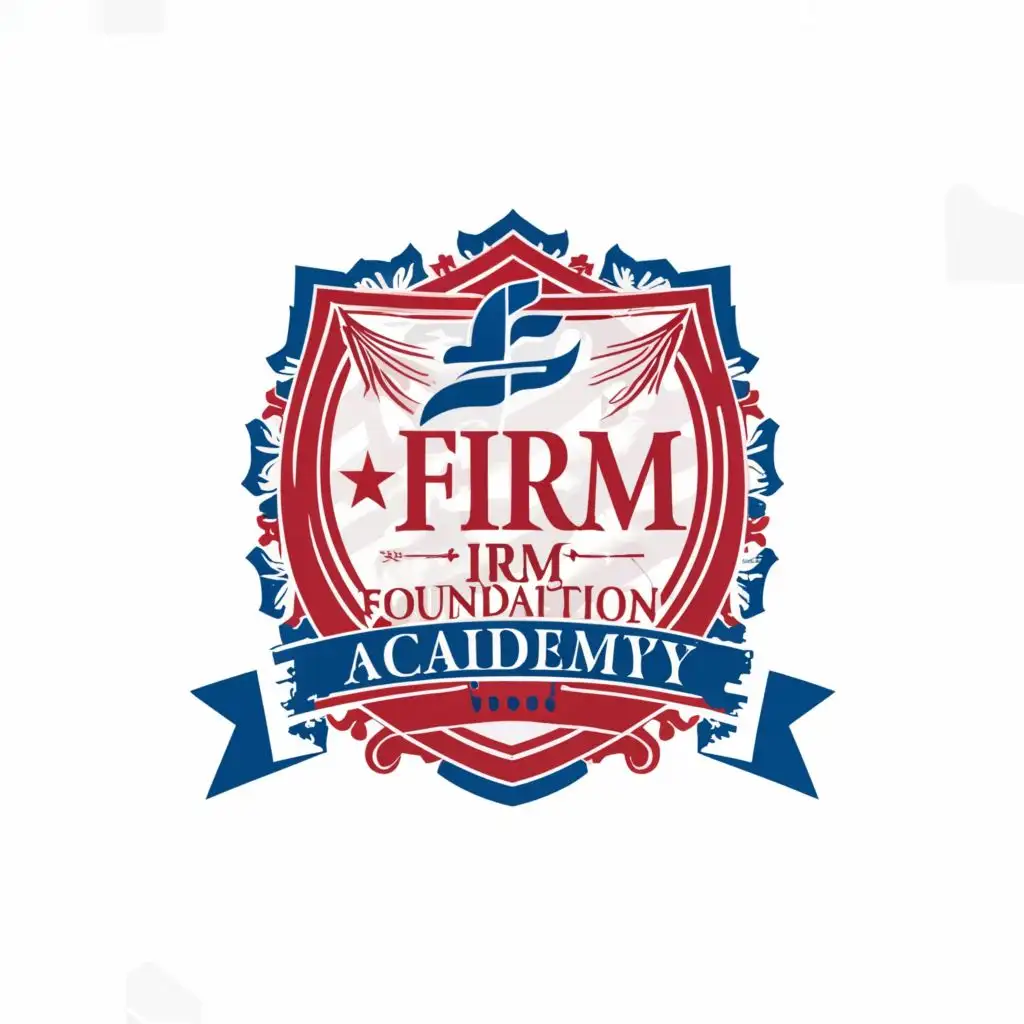 a logo design,with the text "Firm Foundation Academy", main symbol:Royal Blue and Red,
Logo should look like a school badge,Moderate,be used in Education industry,clear background
