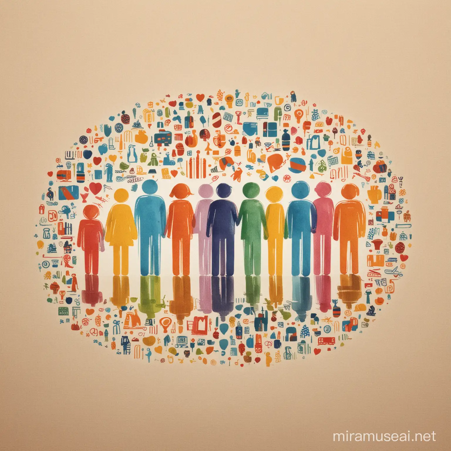 Illustration of Diverse Community Coming Together for Social Cohesion