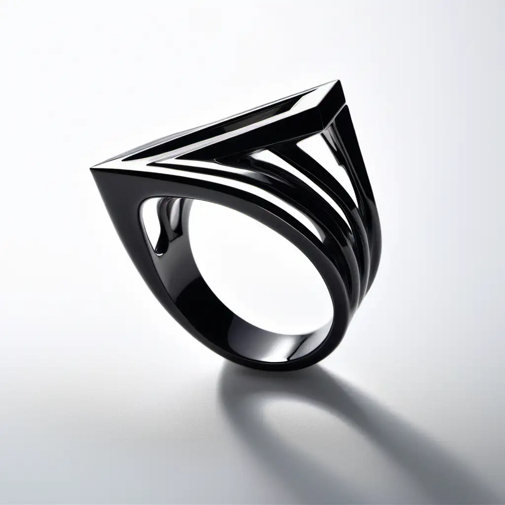 Sleek and Muscular Art Deco Ring Inspired by Zaha Hadid