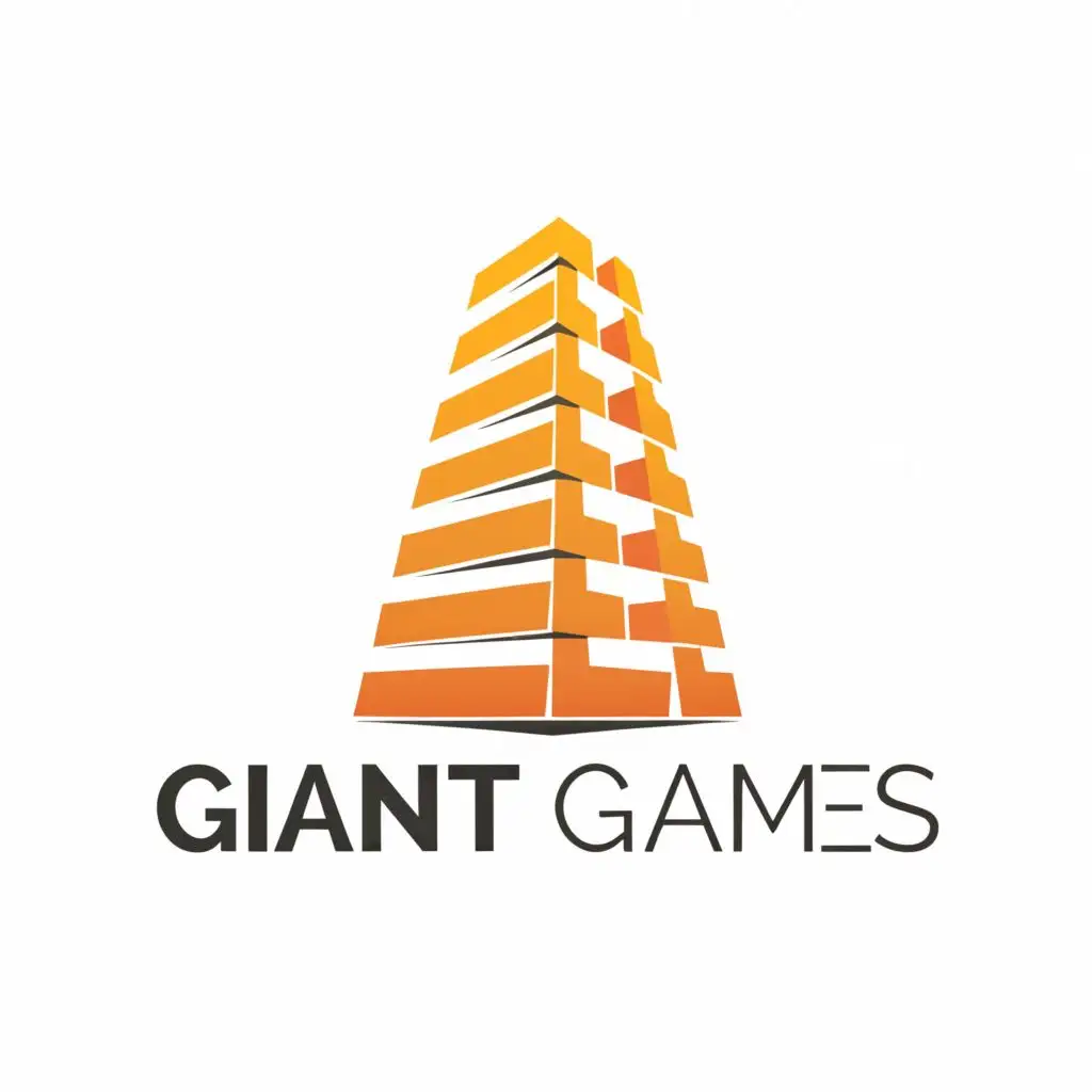 a logo design,with the text "GIANT GAMES", main symbol:JENGA,Moderate,be used in Entertainment industry,clear background