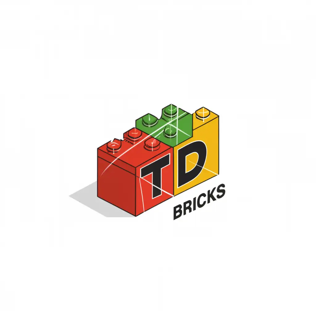 a logo design,with the text "TD BRICKS", main symbol:LEGO,Moderate,clear background