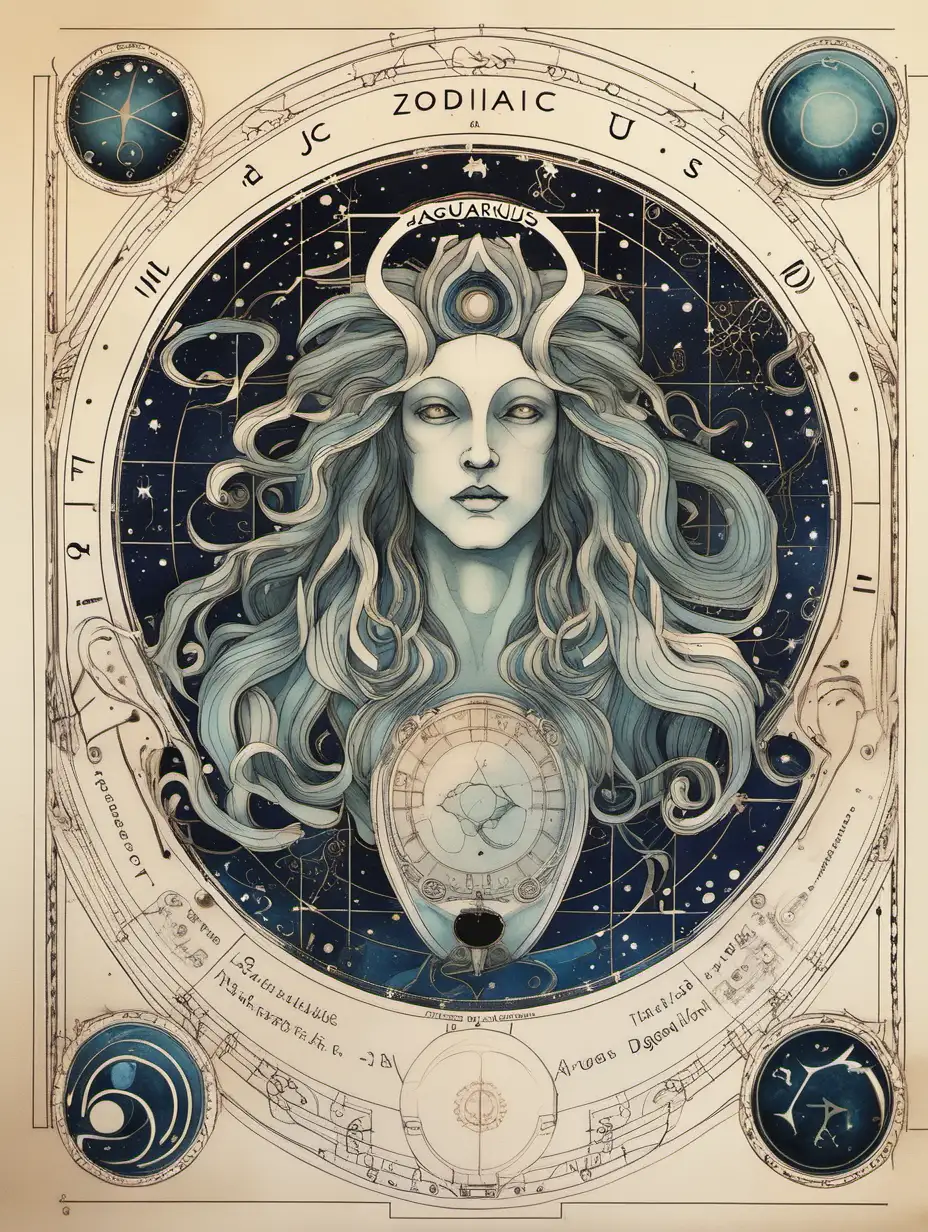 Enchanting Aquarius Zodiac Art with Celestial Vibes