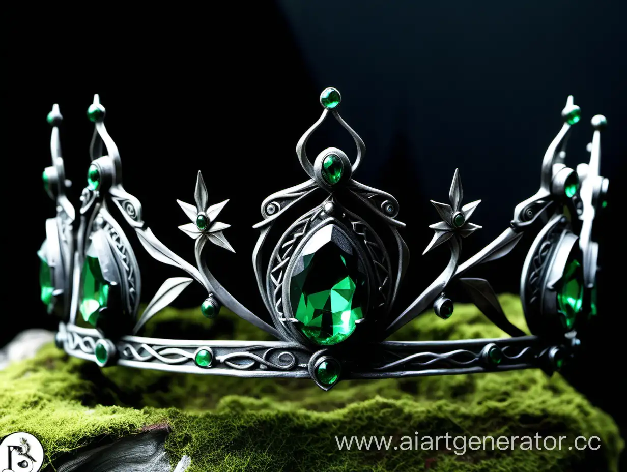 Эльфийская корона с темно-зелеными камнями
