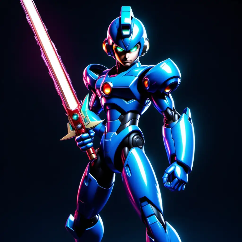 Megaman zero realistic, 4k, holding z saber, cyberpunk theme