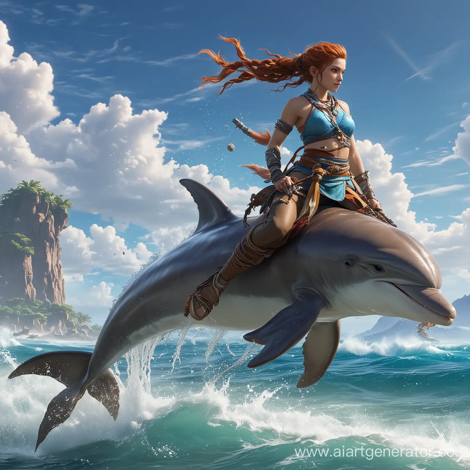 dolphin with tail Aloy from Horizon: Forbidden West
