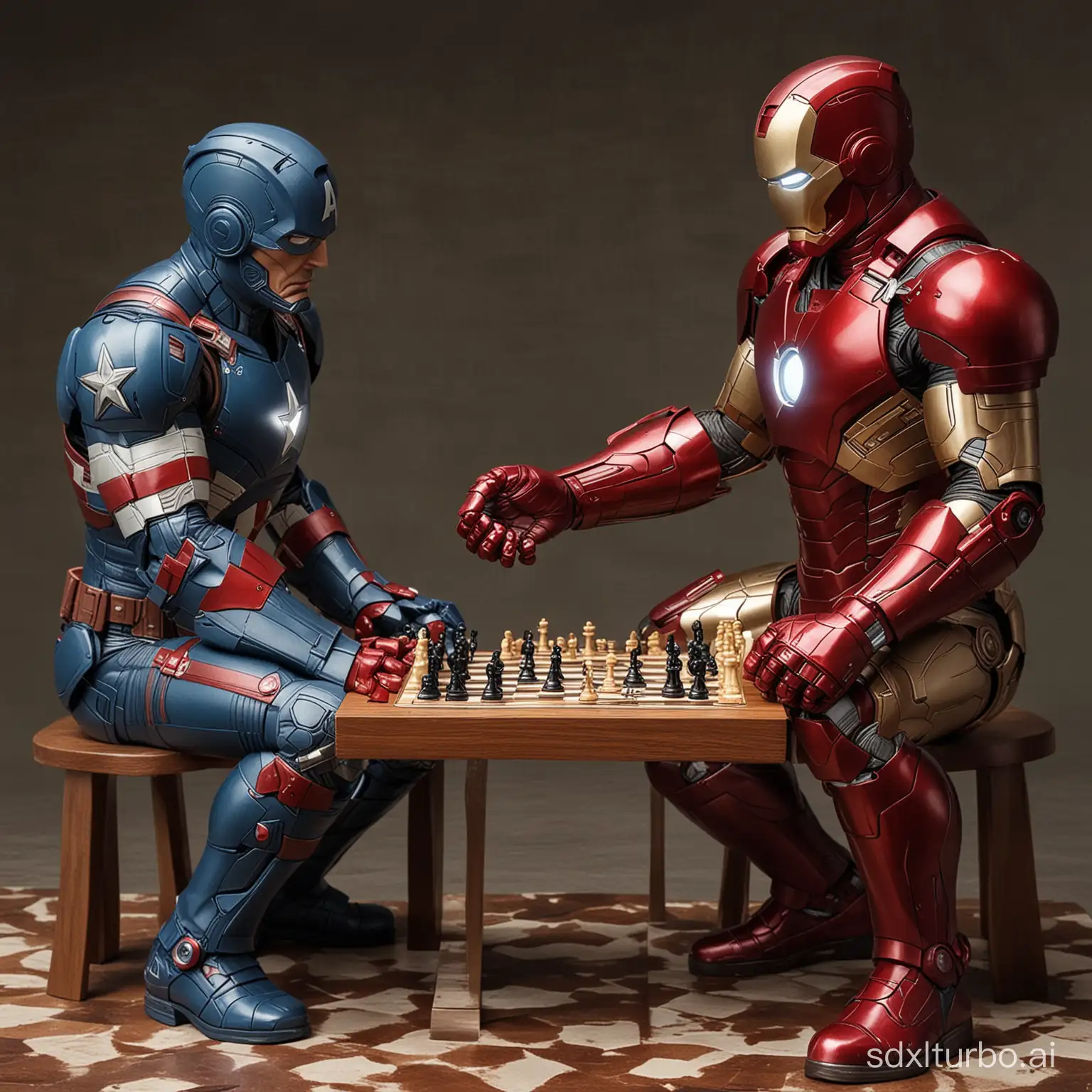 Iron man Playing a Chess Game with captain America