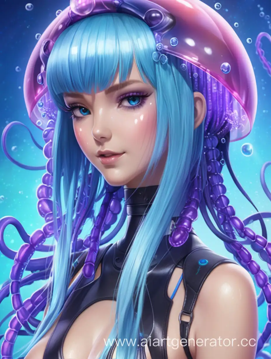Futuristic-Cybergirl-with-JellyfishInspired-Hairstyle-in-a-Vibrant-Cyber-World