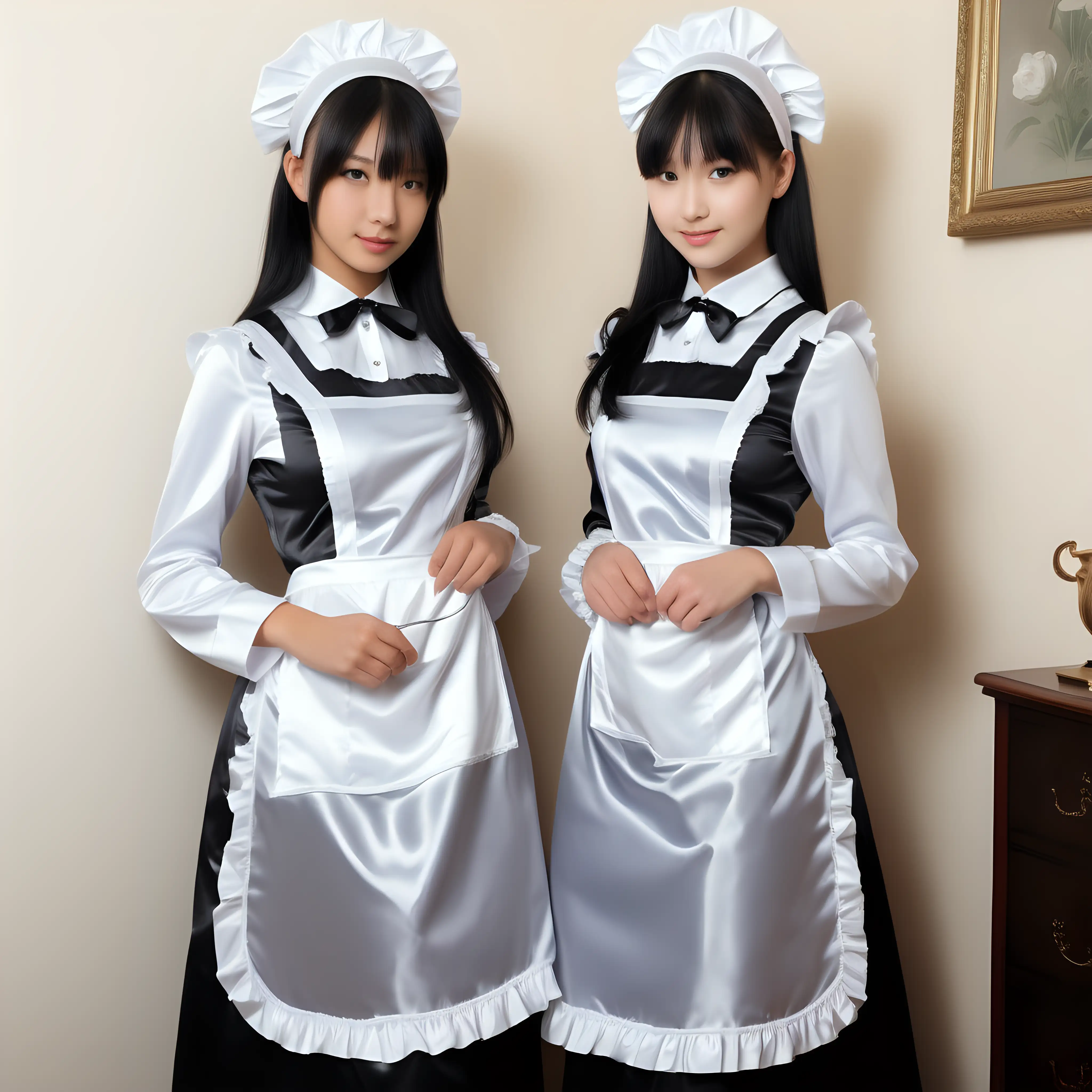 Elegant Satin Maid Uniforms for Girls Graceful Attire in Contemporary Style