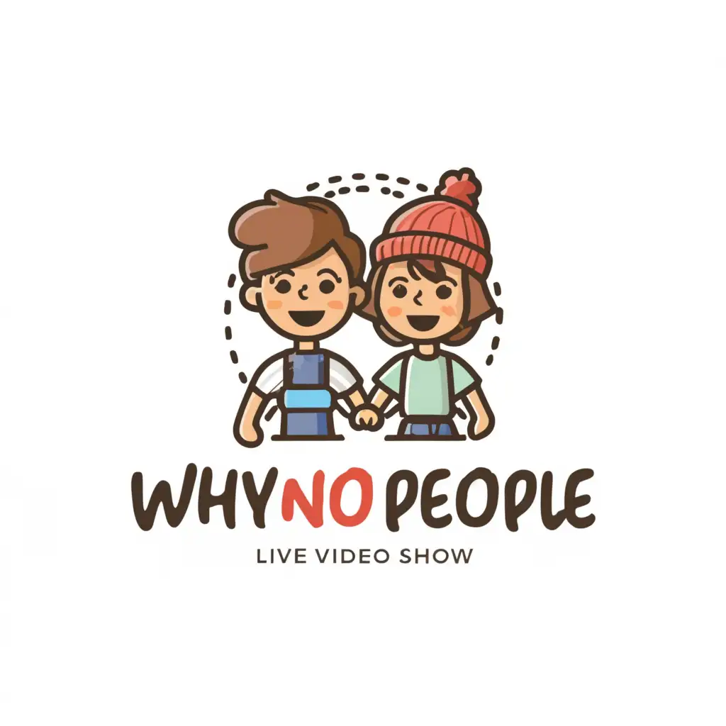 a logo design,with the text "whynopeople", main symbol:boy and girl Live video show,Moderate,clear background