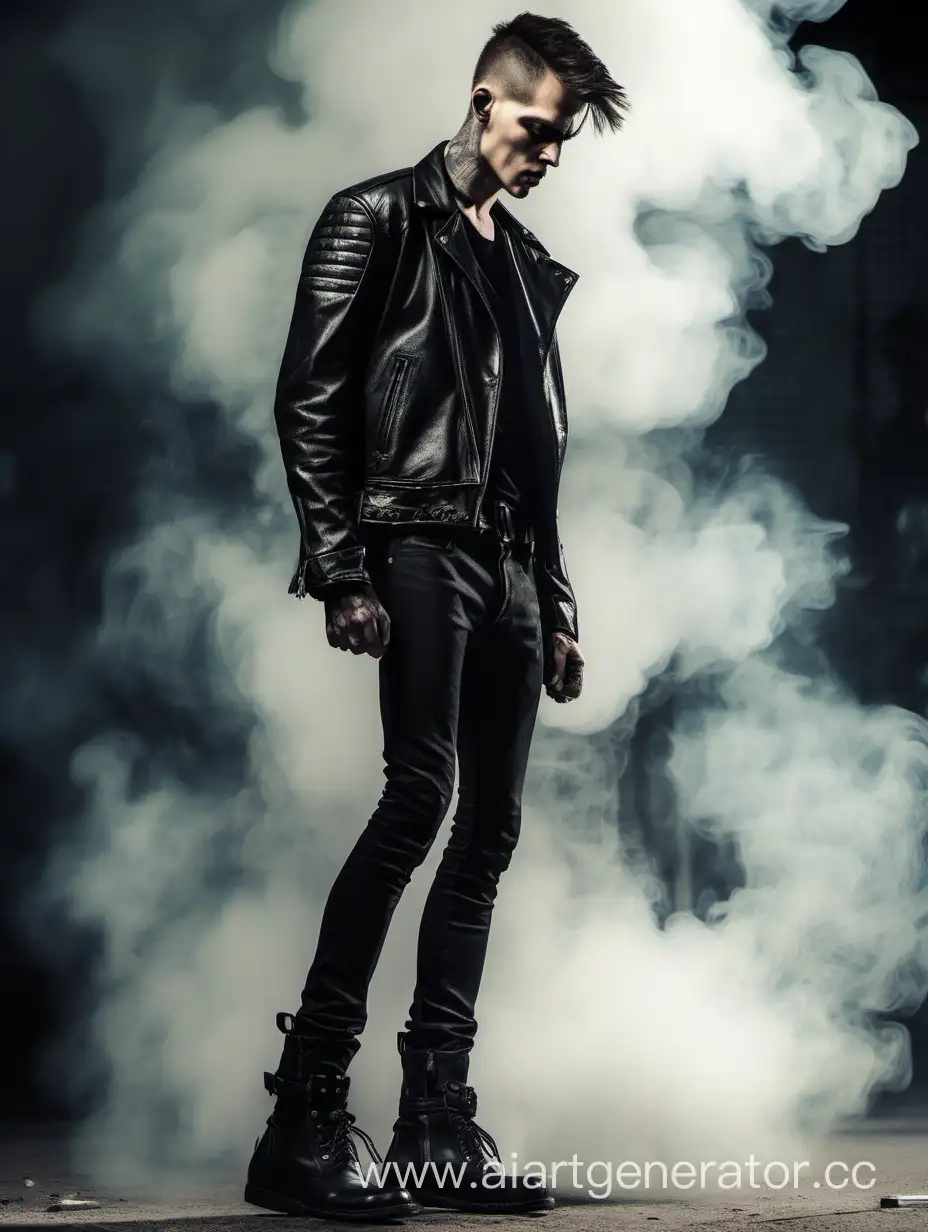Masculine-Rocker-with-Strong-Legs-in-Black-Leather-Jacket