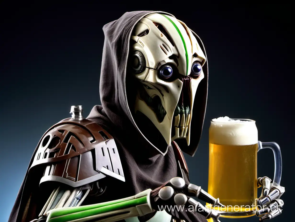 General Grievous from star wars with beer