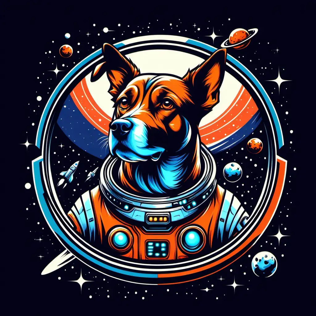 dog, space, iconic, futuristic, vector