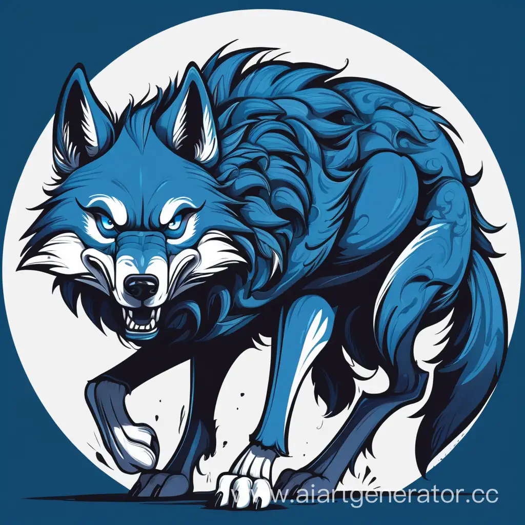 Векторный синий большой злой волк 