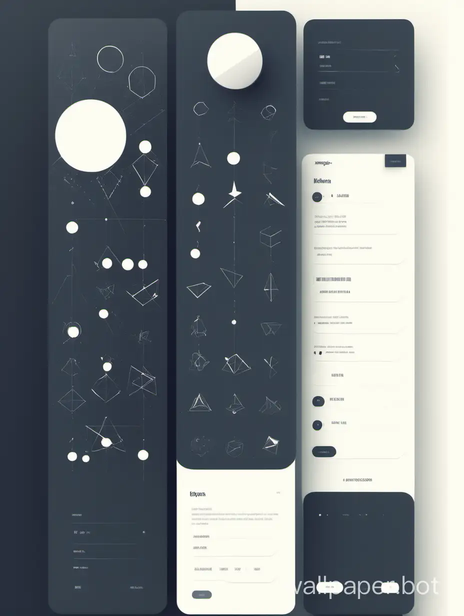 flat design with a lot of a small geometry form for a dark theme, the form should be very simple and mixed