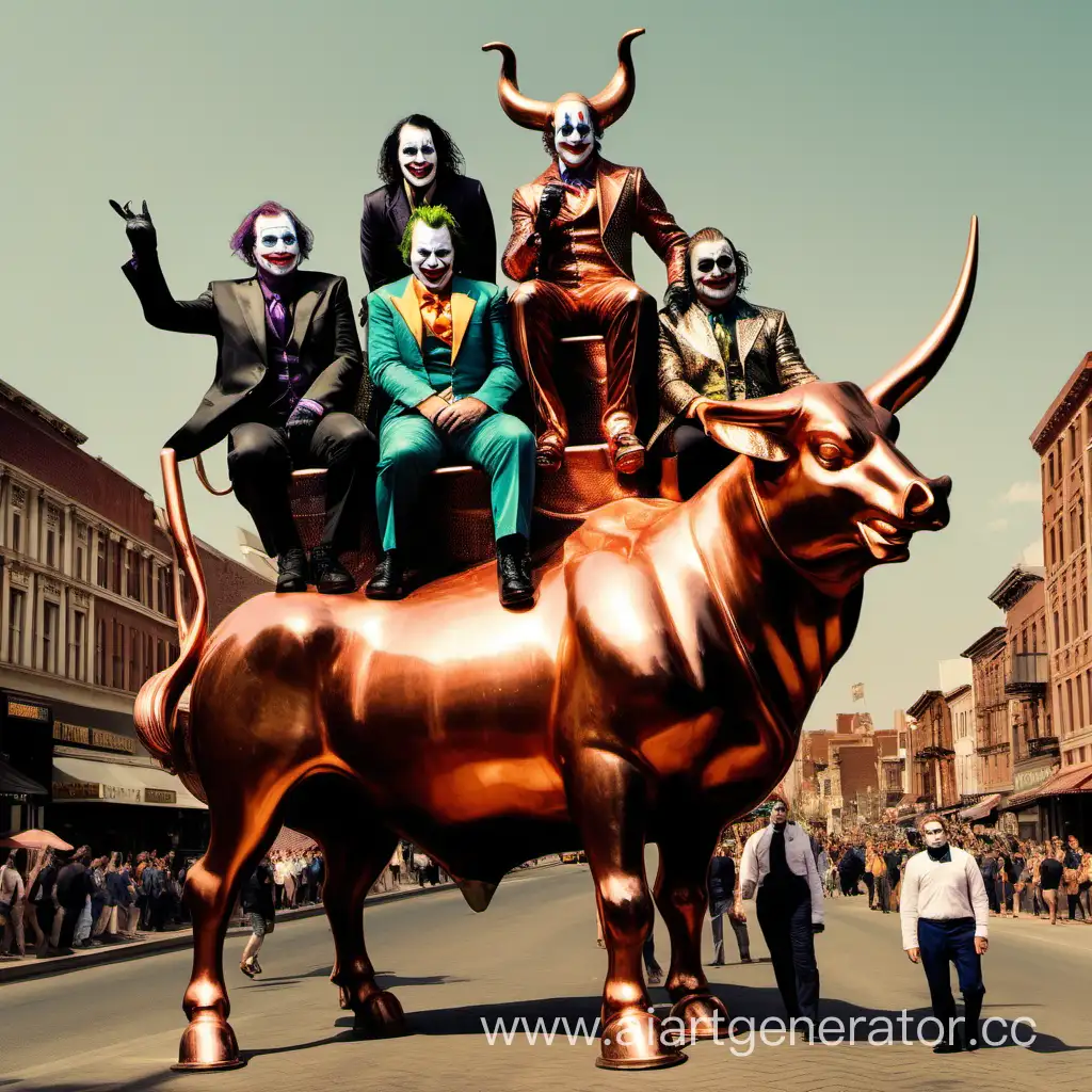 Playful-Jokers-Sitting-on-a-Copper-Bull