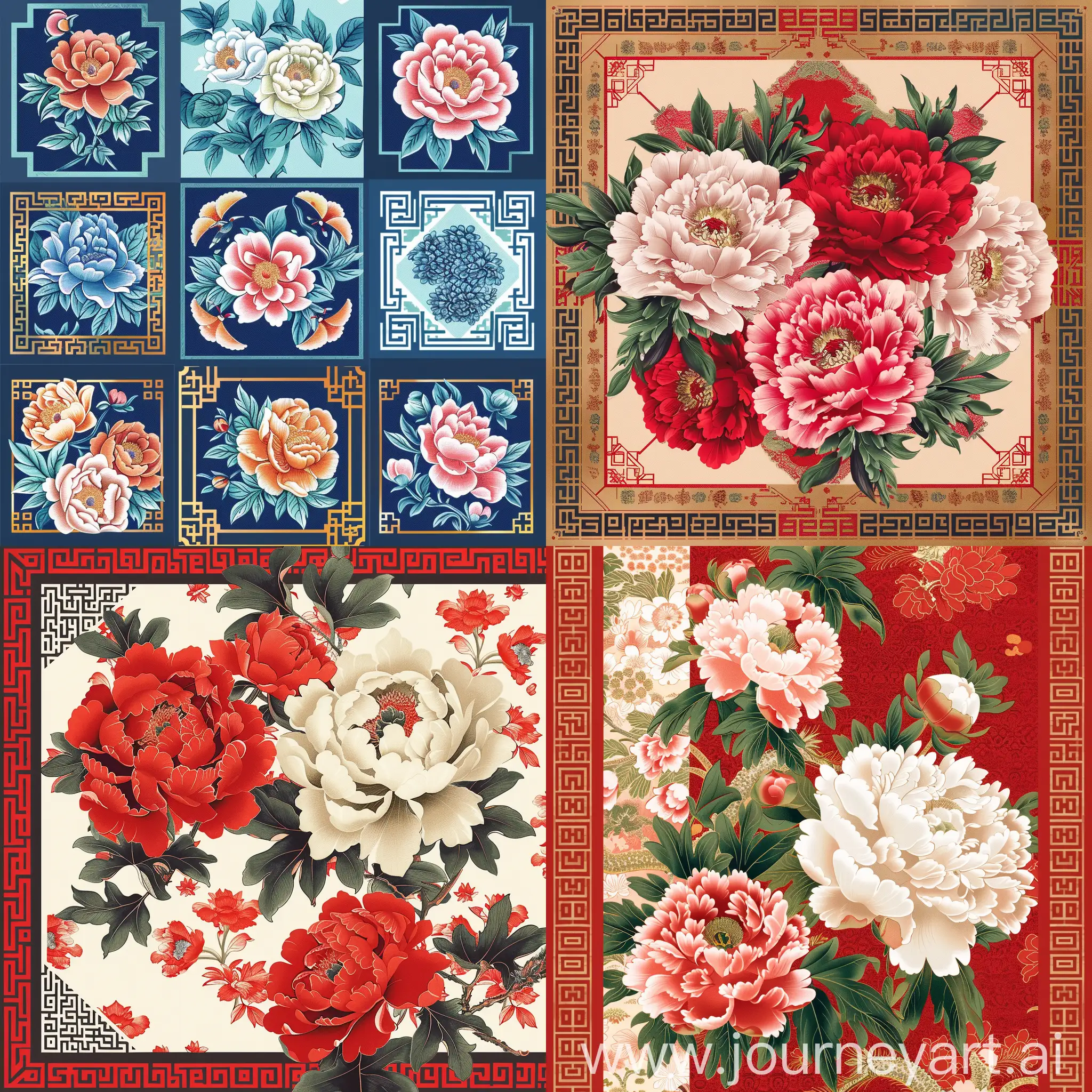 Auspicious-Peony-Motifs-and-Geometric-Patterns-in-Traditional-Chinese-Culture