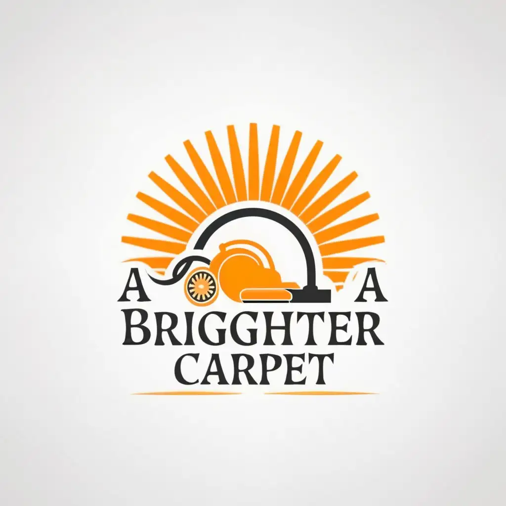 a logo design,with the text "A Brighter Carpet", main symbol:sunrise vacuuming vacuum,complex,clear background