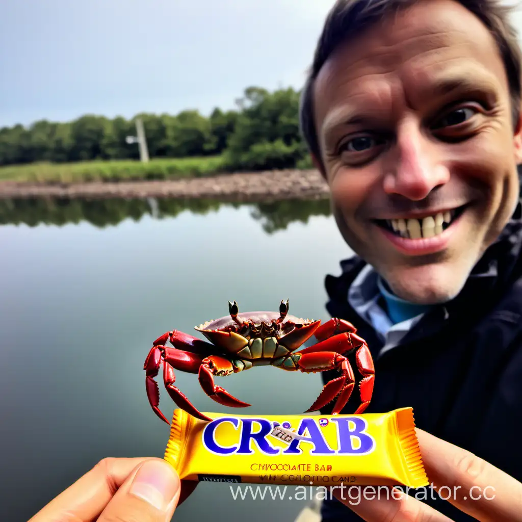 Adventurous-River-Crab-and-Sweet-Chocolate-Bar-Capture-a-Selfie-Moment