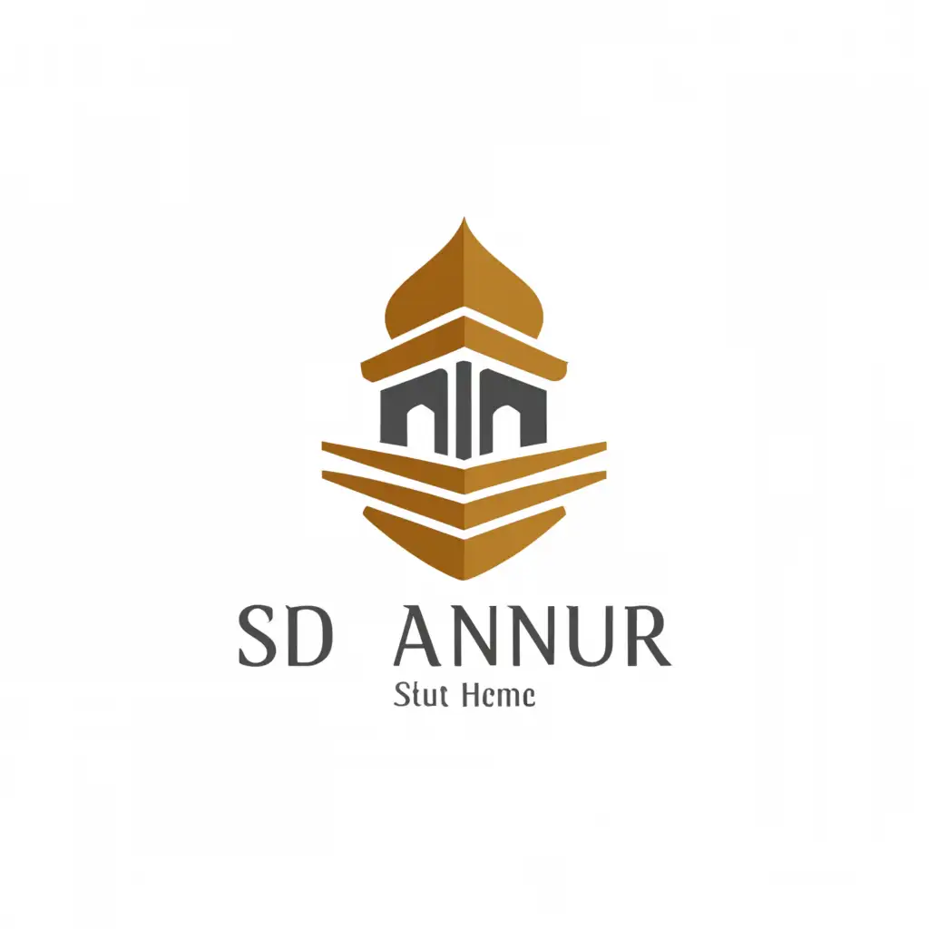 a logo design,with the text "SD ANNUR", main symbol:School, mosque and light,Moderate,clear background