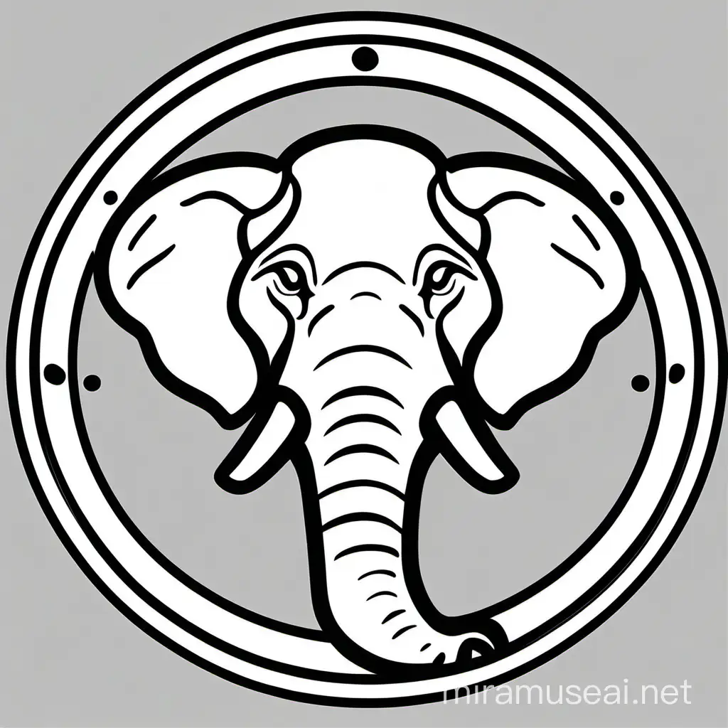 round elephant head logo, simple line drawing, transparent background, minimal, bold black lines clipart