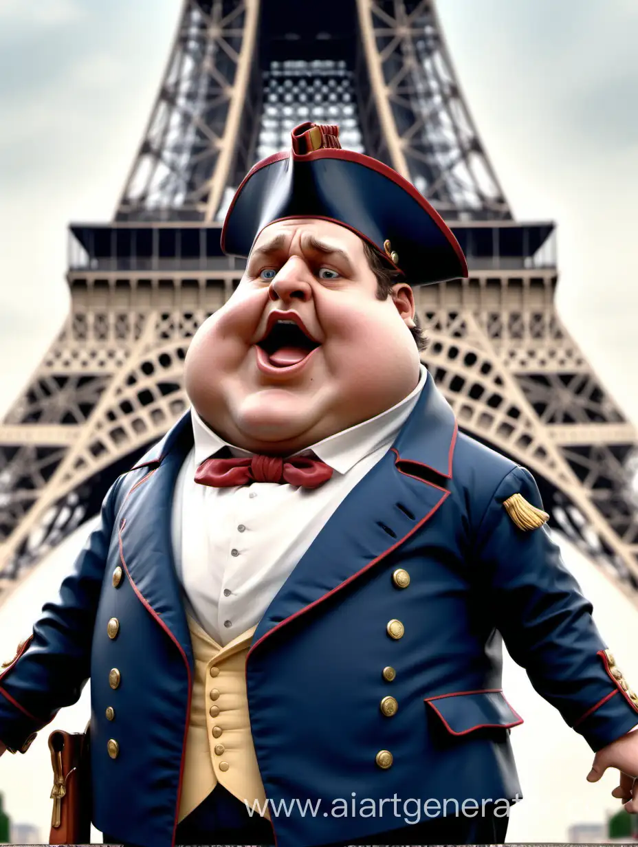 Portly-Napoleon-Posing-Before-Eiffel-Tower