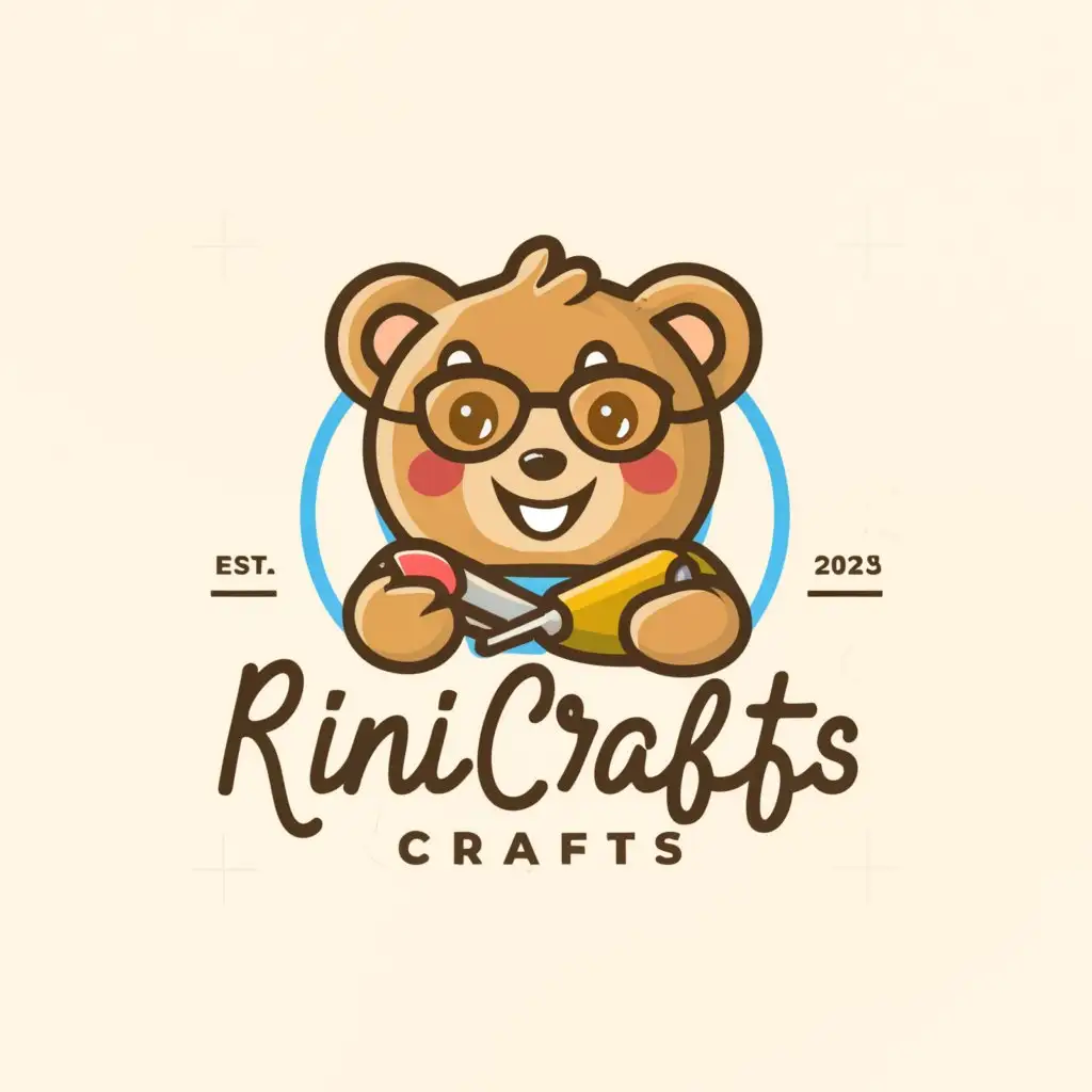 a logo design,with the text "rinrincrafts", main symbol:anime bear, crochet,Moderate,clear background