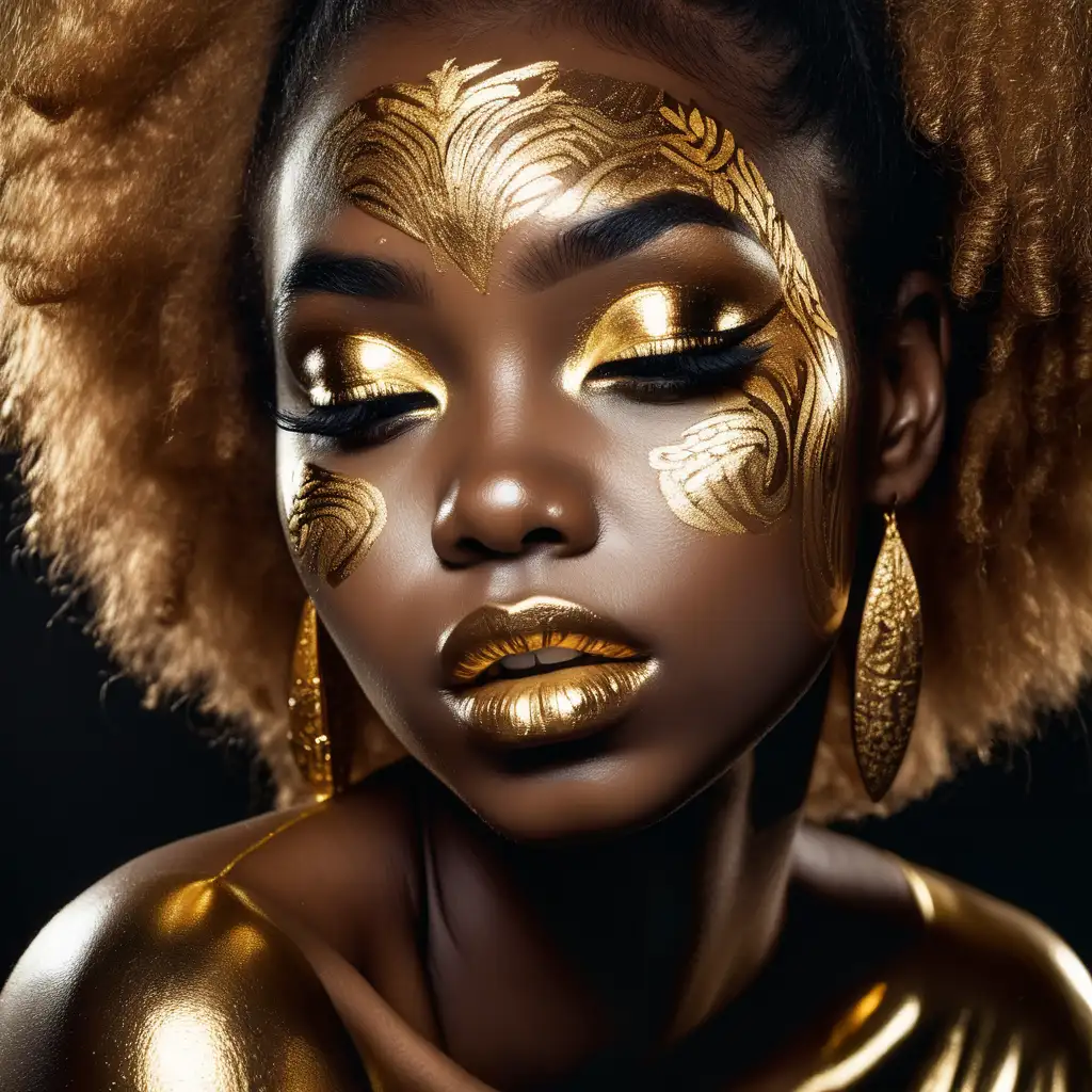 Elegant Gold Makeup on Black Woman