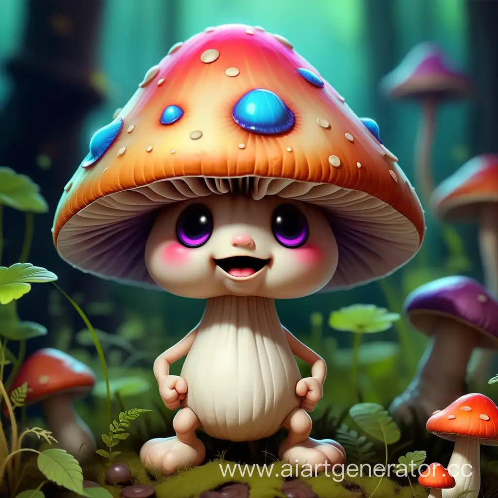 Enchanting-FairyTale-Mushroom-with-Cute-Face-and-Arms