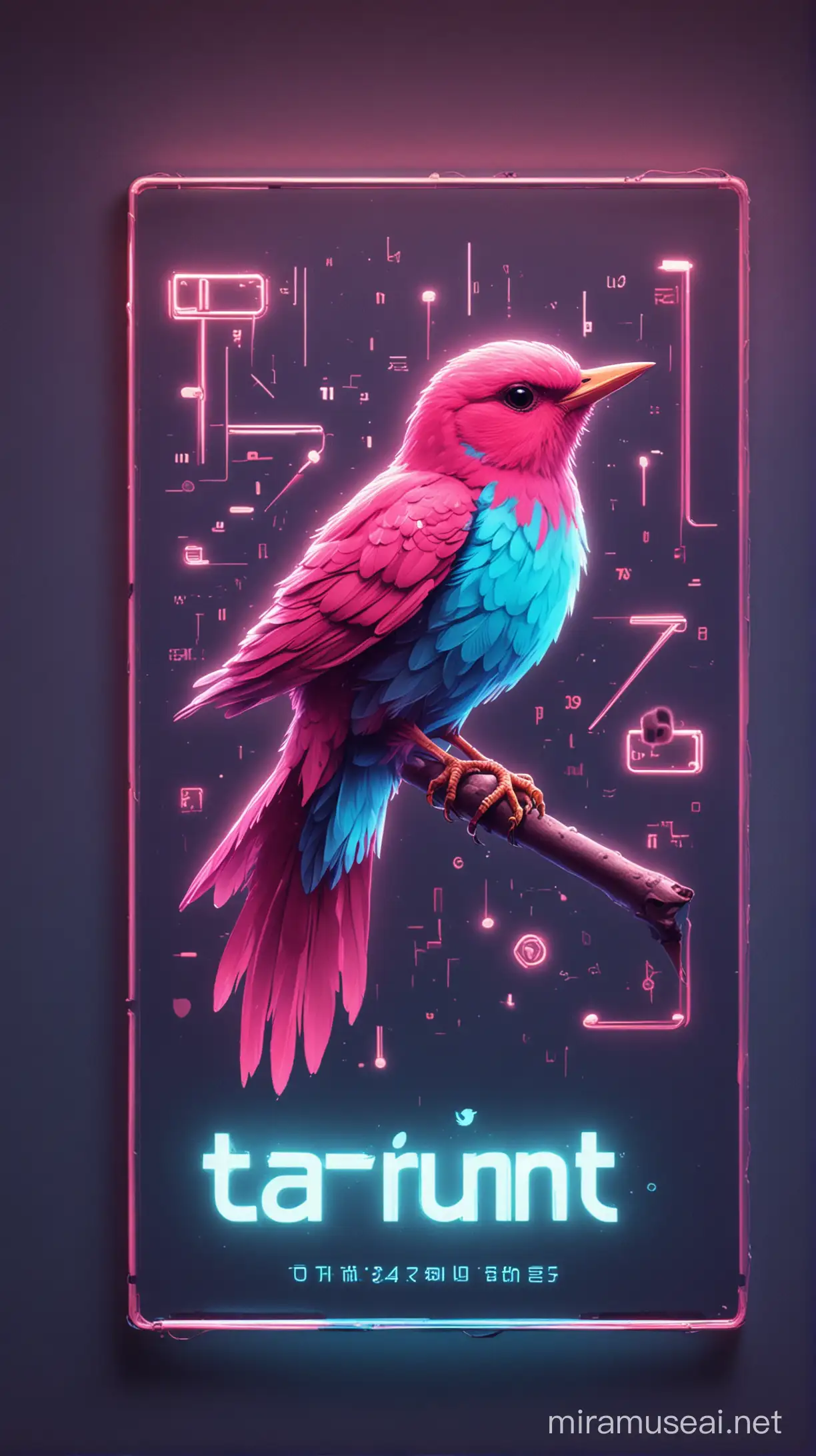 Futuristic Neon Poster Design for TarunTweets Embark on an Electrifying Journey into the Future of Social Media