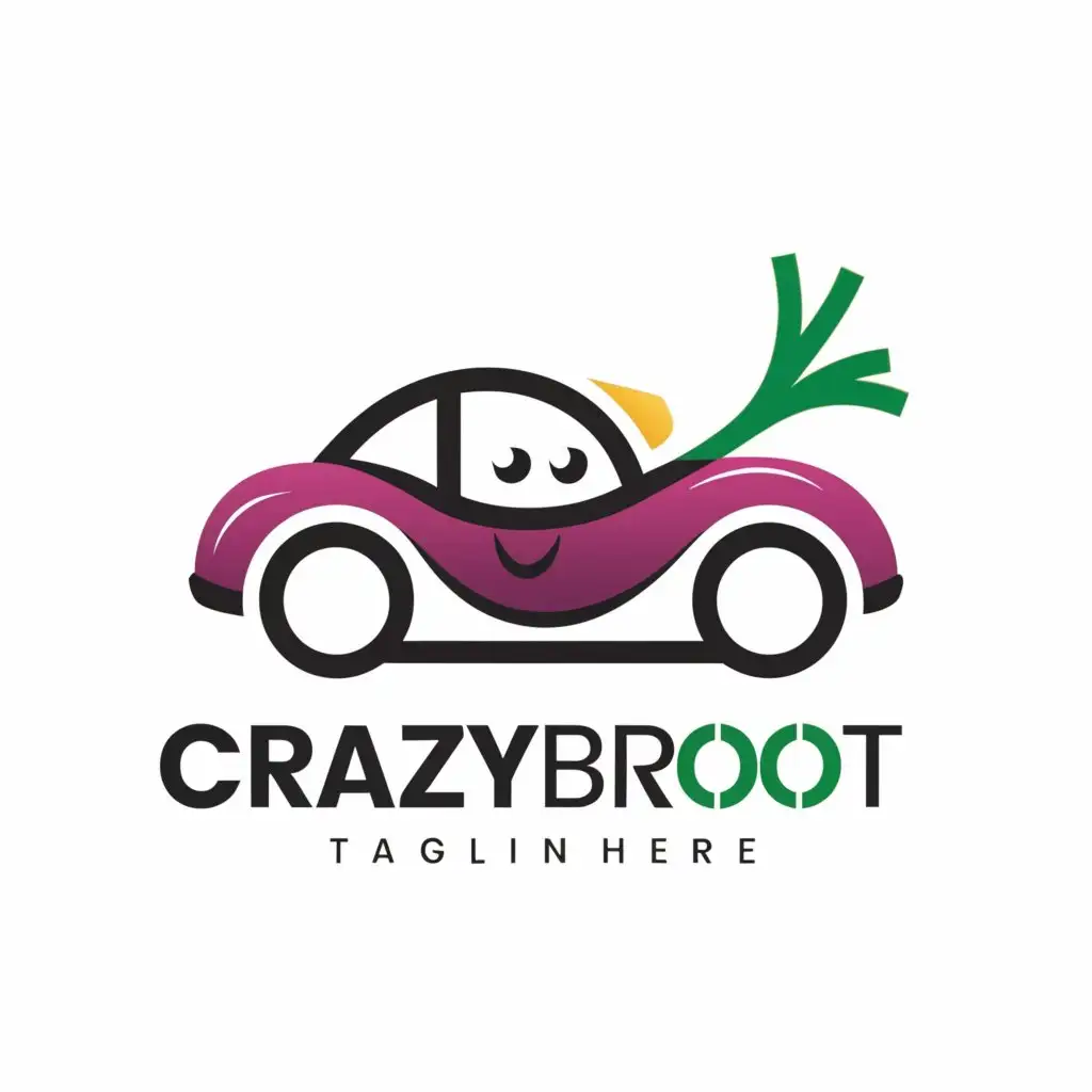 a logo design,with the text 'CrazyBeetroot', main symbol:car motive,Minimalistic,funny,be used in Automotive industry,clear background