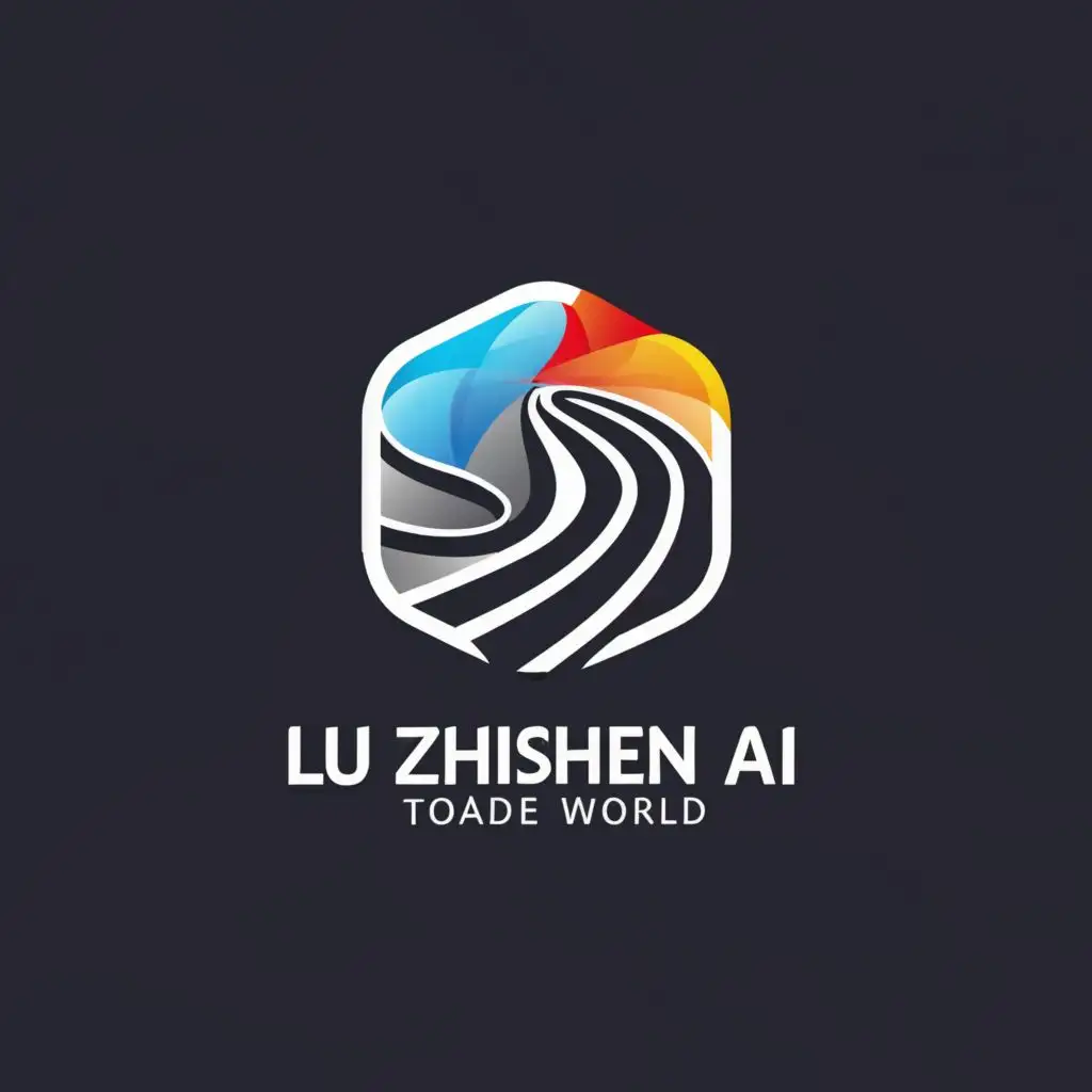 a logo design,with the text "Lu Zhishen AI", main symbol:The road to the AI world, simple, clear, with even simpler lines, be used in Technology industry