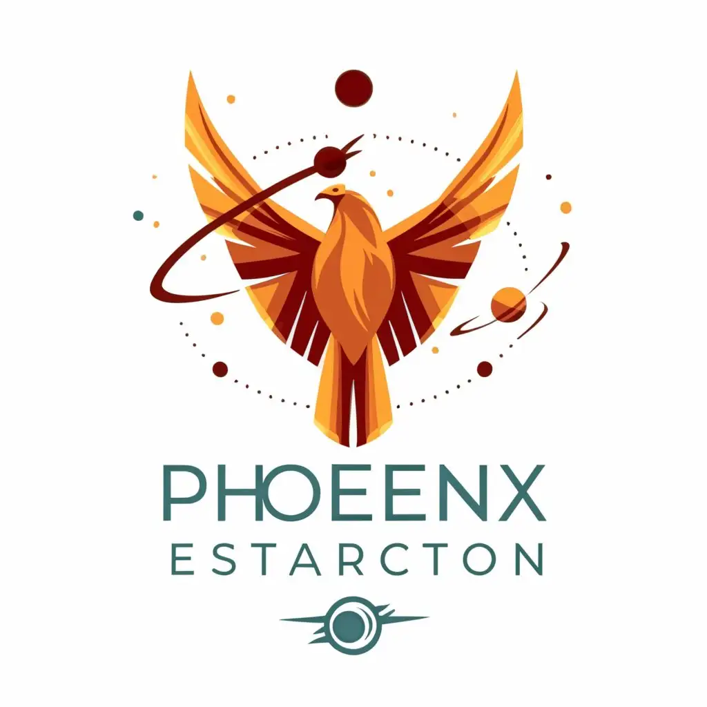 a logo design, 'with the main symbol: Phoenix, Planetary System, Minimalistic, be used in military industry, clear background'