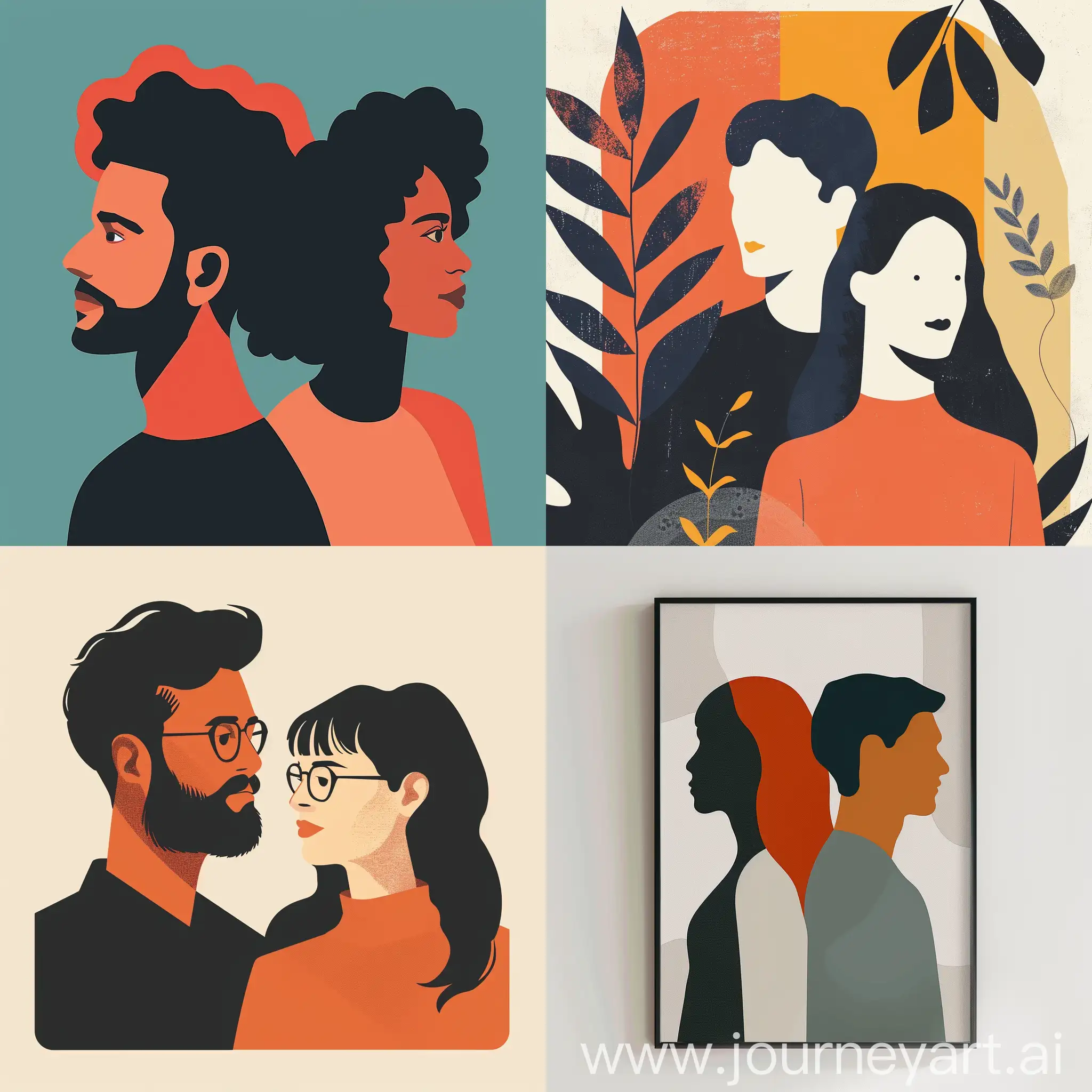 Poster illustration man and woman 