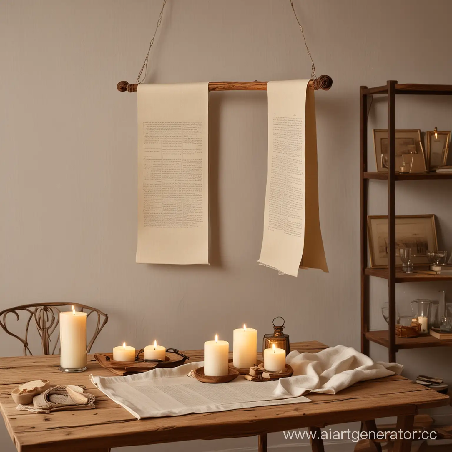 Cozy-Room-with-Hanging-Scroll-Decoration