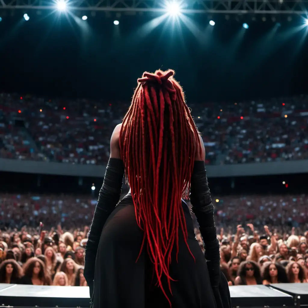 Captivating Performance Black Woman with Red Dreadlocks on Stage