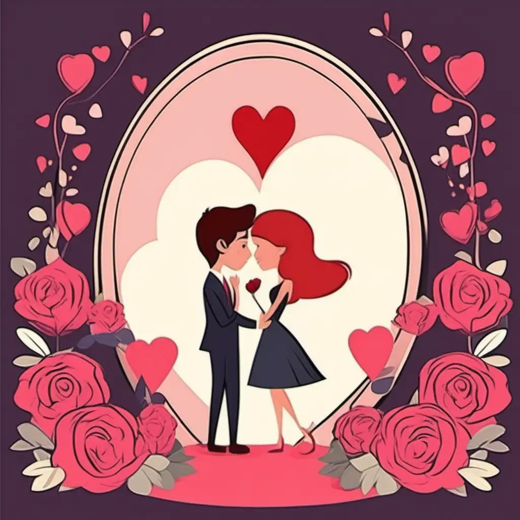 Whimsical Cartoon Romance Playful Characters in Love