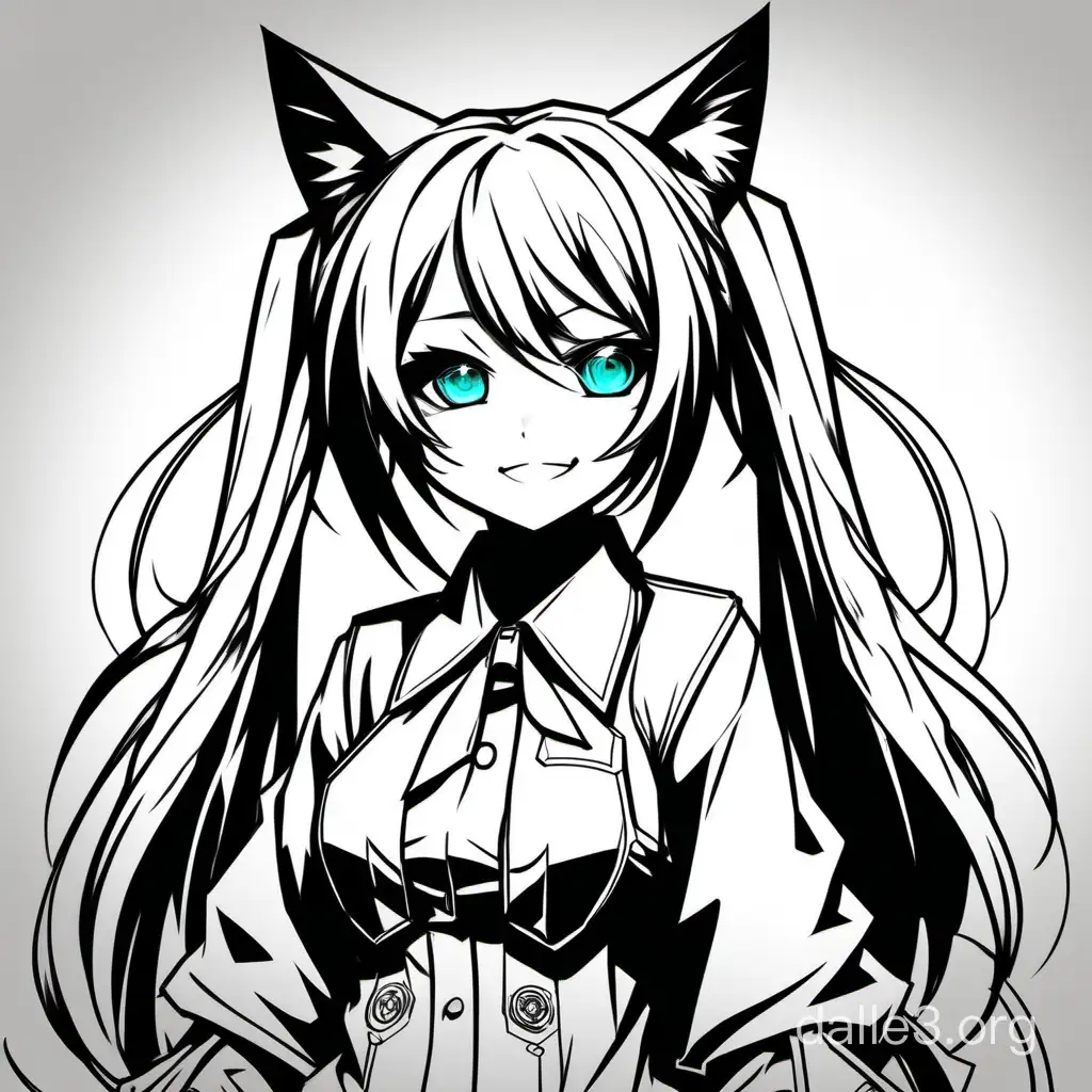 Cute Hatsune Miku Cat Girl Sketch in Russia Intricate Anime Lineart ...