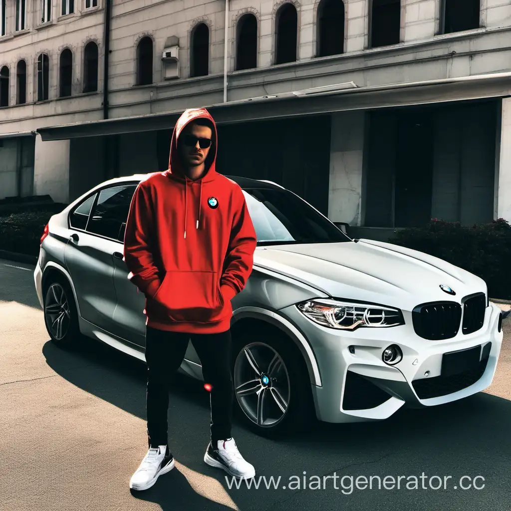 Cartoonish-Hood-Scene-with-Stylish-Guy-and-BMW