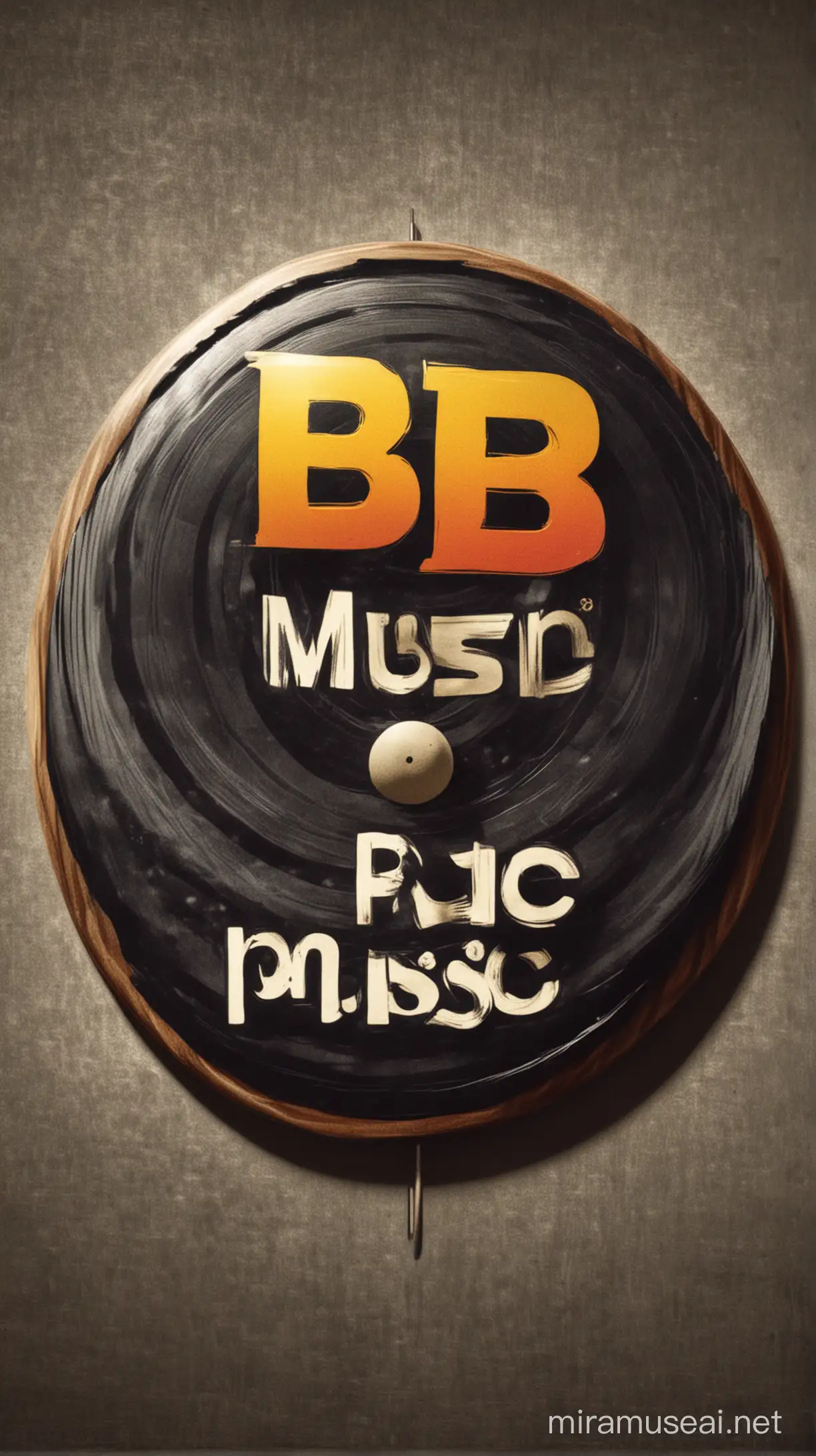 BB MUSIC Record Label Logo Design with Musical Notes and Vinyl Record