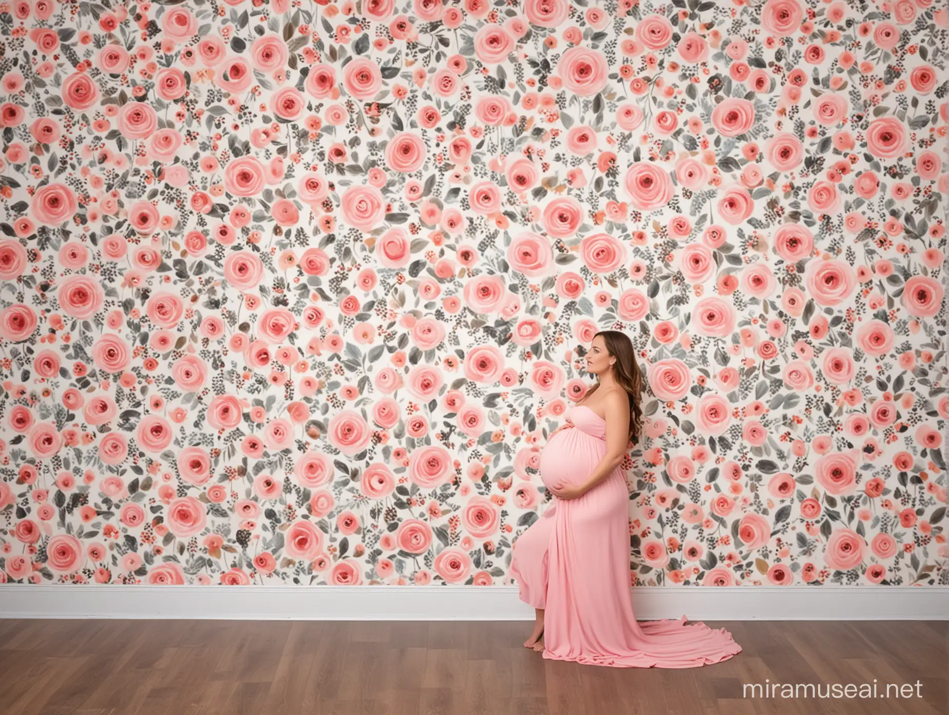 Elegant Maternity Photoshoot Backdrop with Soft Pastel Tones