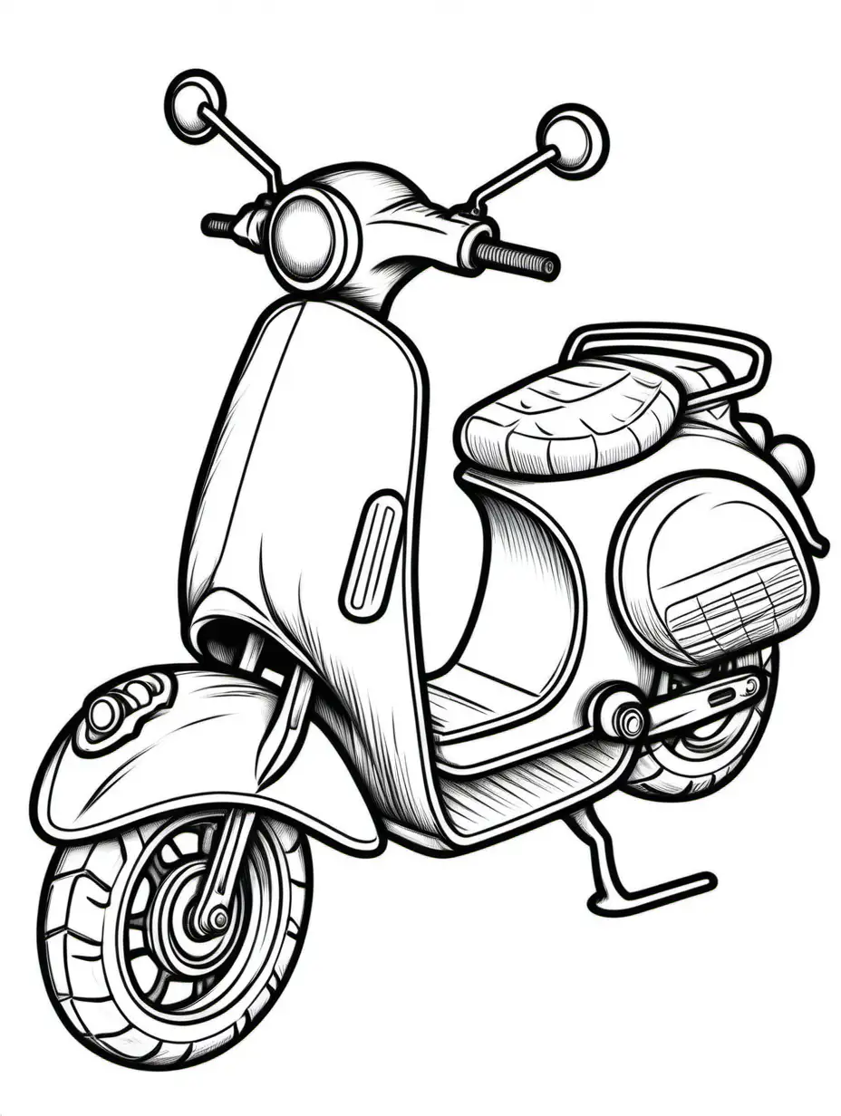 SCOOTER MORORBIKE MOTORBIKE FOR COLOURING BOOK