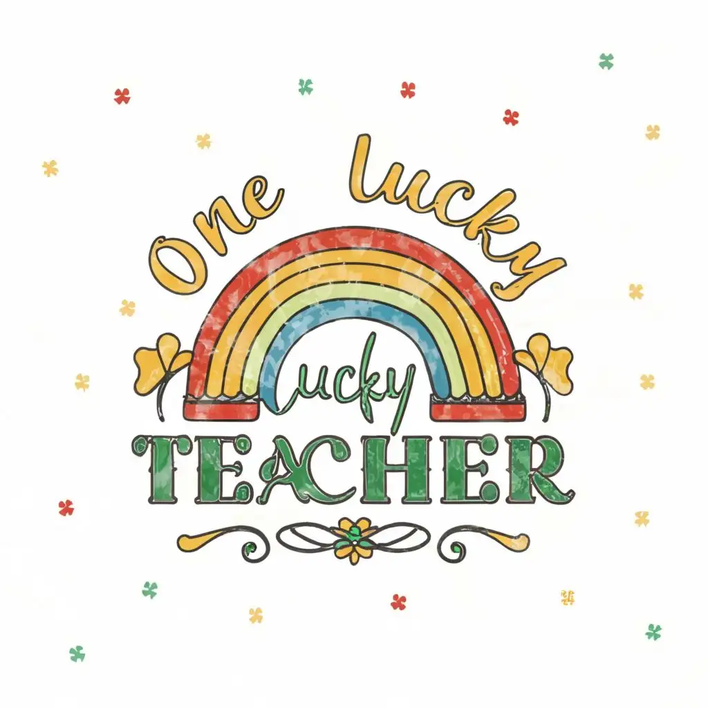 logo, irish rainbow, with the text "one lucky teacher", typography, be used in Entertainment industry