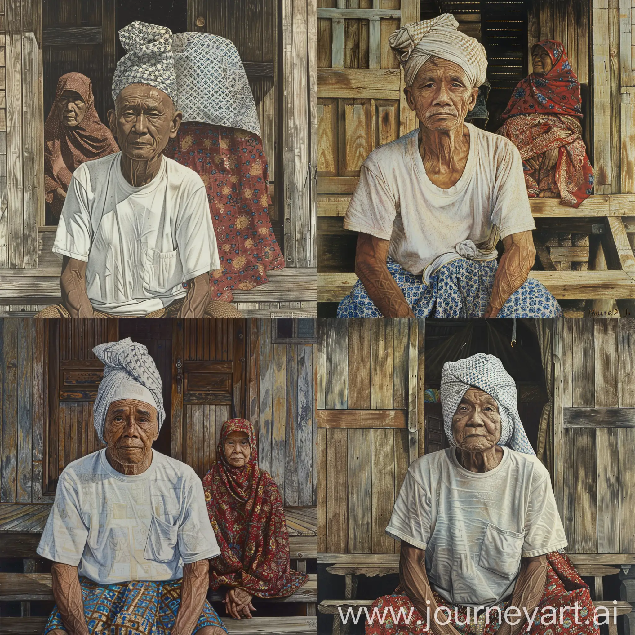 Elderly-Malay-Couple-Relaxing-Outside-Traditional-Wooden-Home